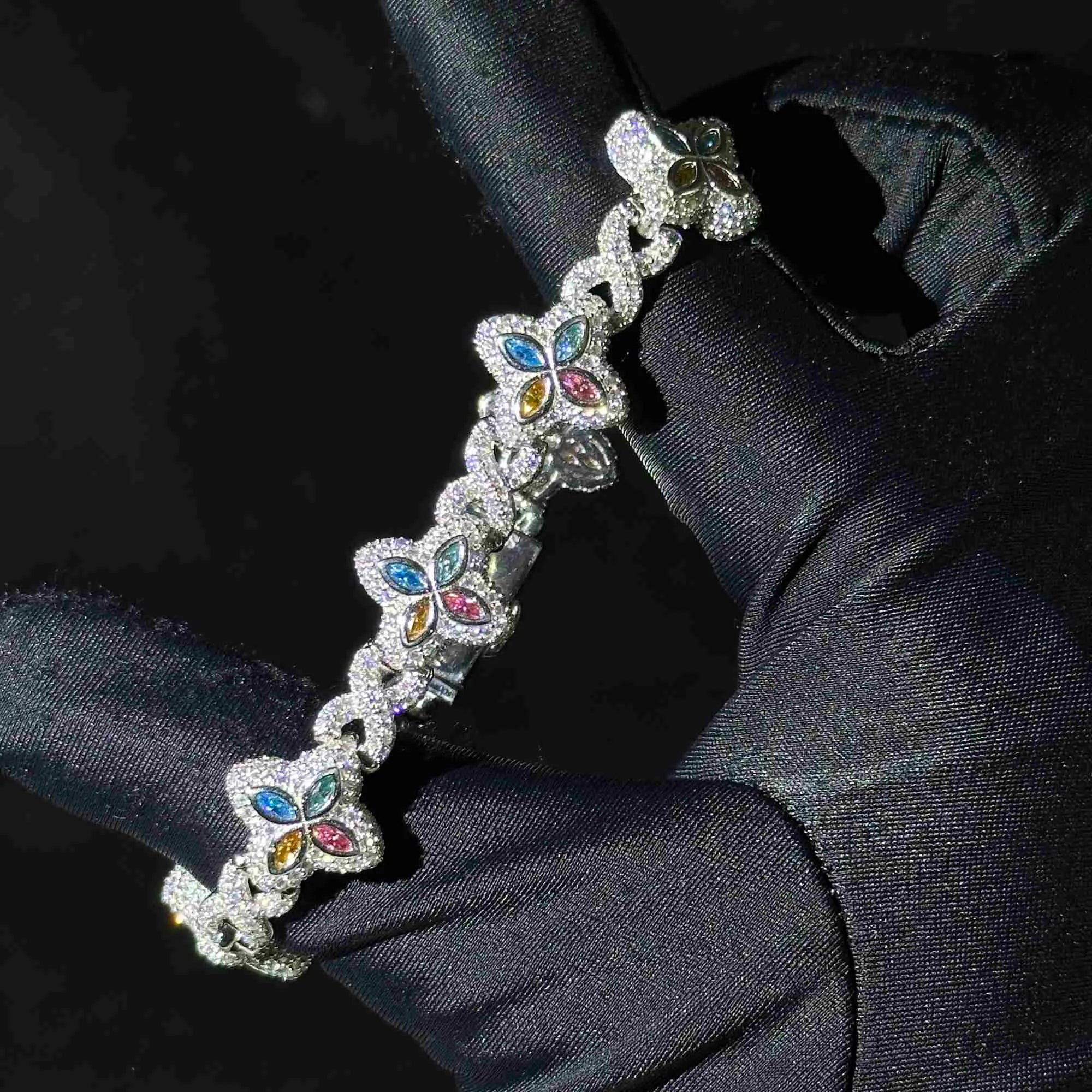 Nouveau conception de fleurs de marquise 15 mm bijoux hip hop glacé