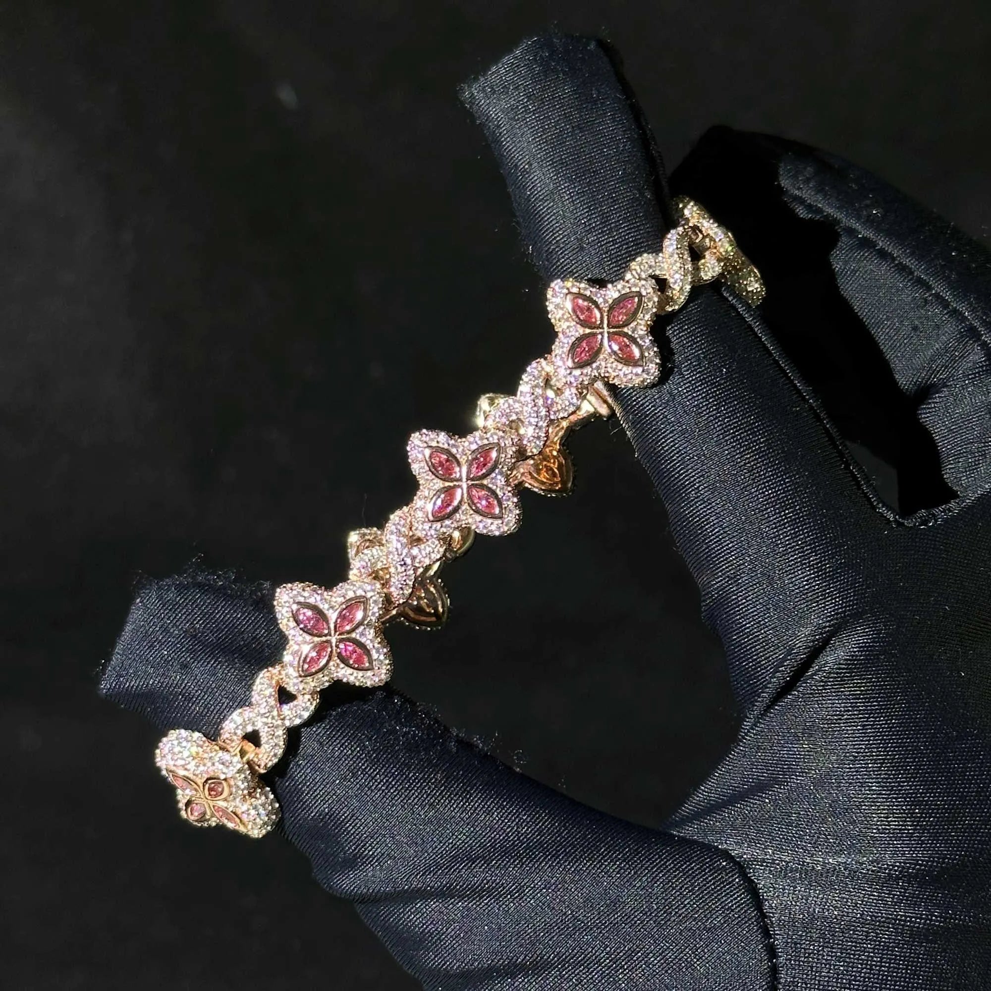 Nouveau conception de fleurs de marquise 15 mm bijoux hip hop glacé